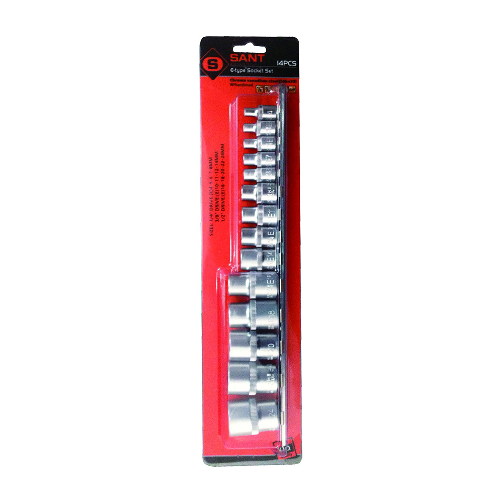 14 Pcs 1/2" 3/8" 1/4" Drive E Type Socket Set