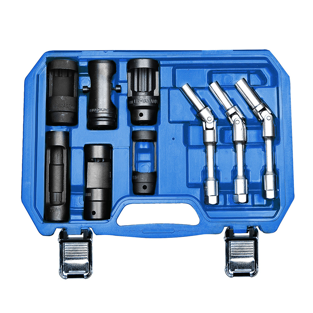 9Pcs 112"&3/8"Dr, Diesel Injection Socket & Jointed Glow Plug Socket Set