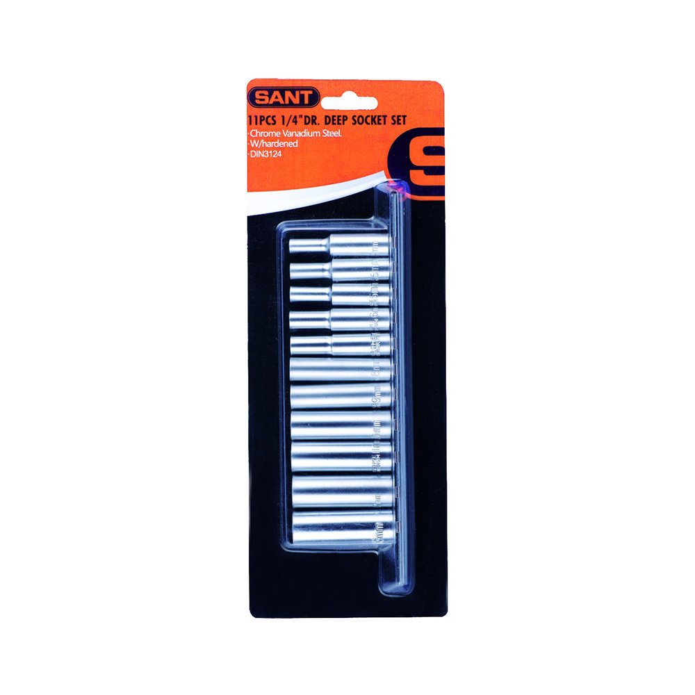 11 Pcs 1/4" Drive Deep Socket Set