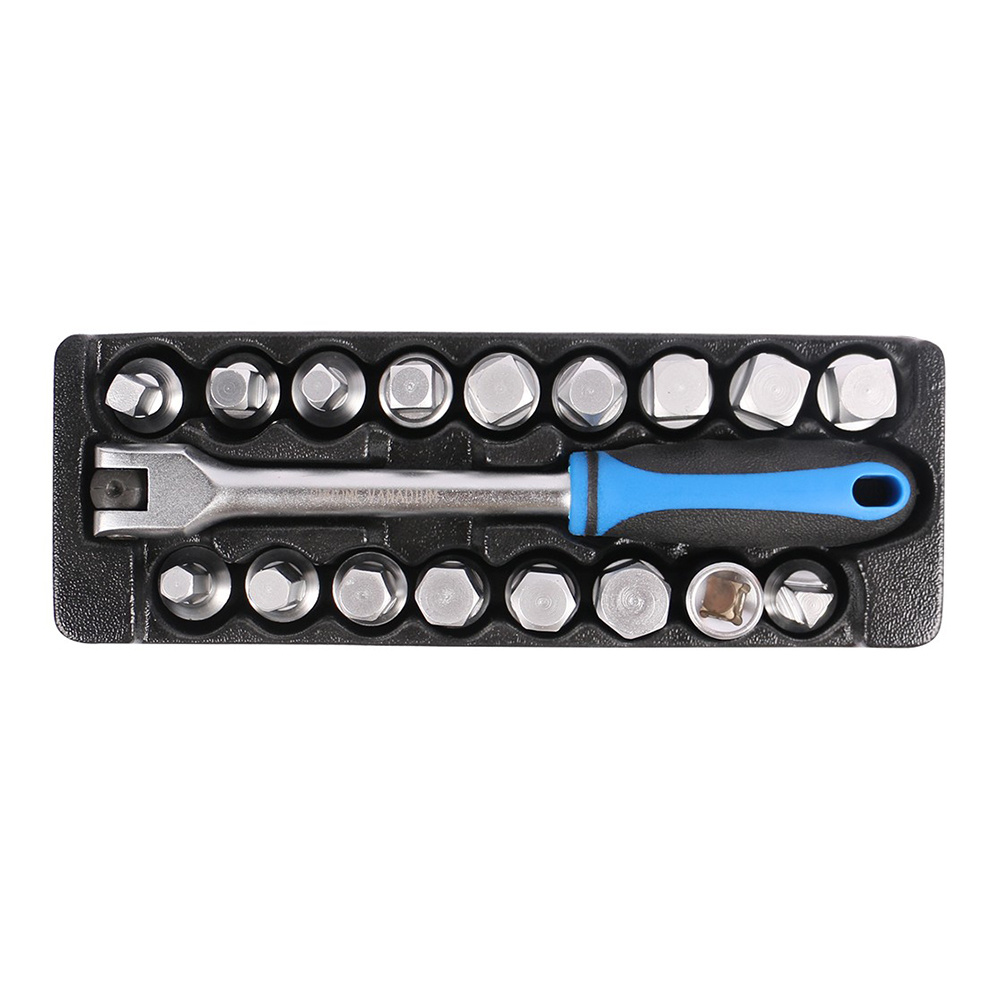 18Pcs 3/8" Dr. Oil Drain Sump Plug Set