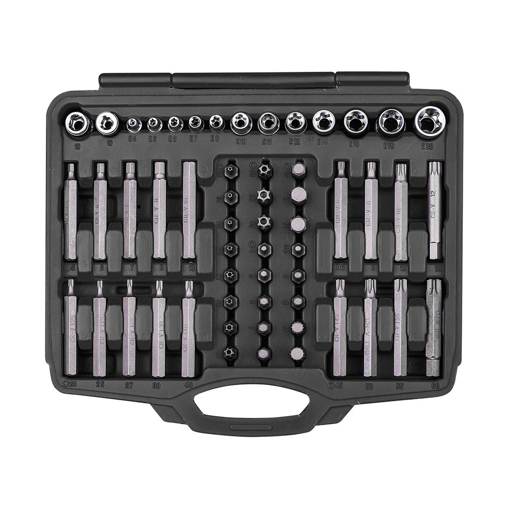 56 Pcs 1/4,3/8”&1/2”Drive STAR Socket & Bits Socket Set