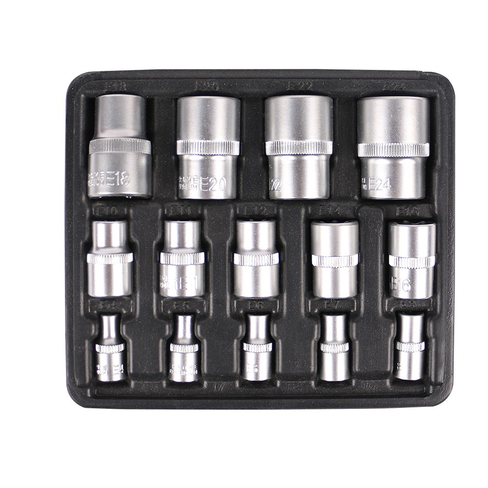 14 Pcs 1/4" 3/8"& 1/2"Drive E-type Socket Set