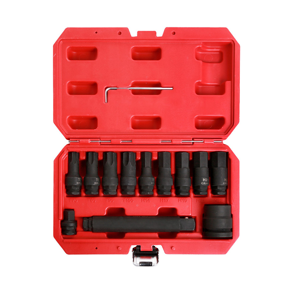 12Pcs 3/4 Dr. Torx & Hex Set HGV Air Impact Bit Set