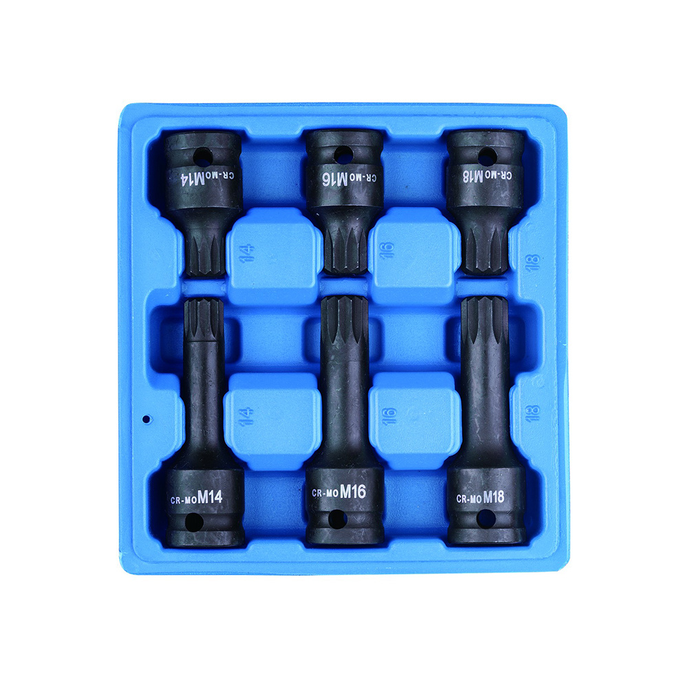 6Pcs 1/2" Dr. Spline Impact Socket Set