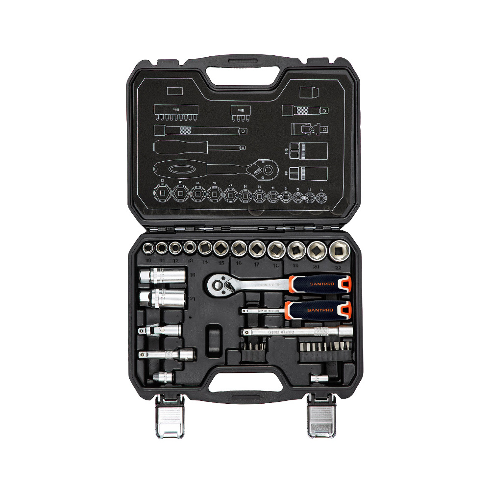 34Pcs 3/8"&1/4" DR. Socket Set
