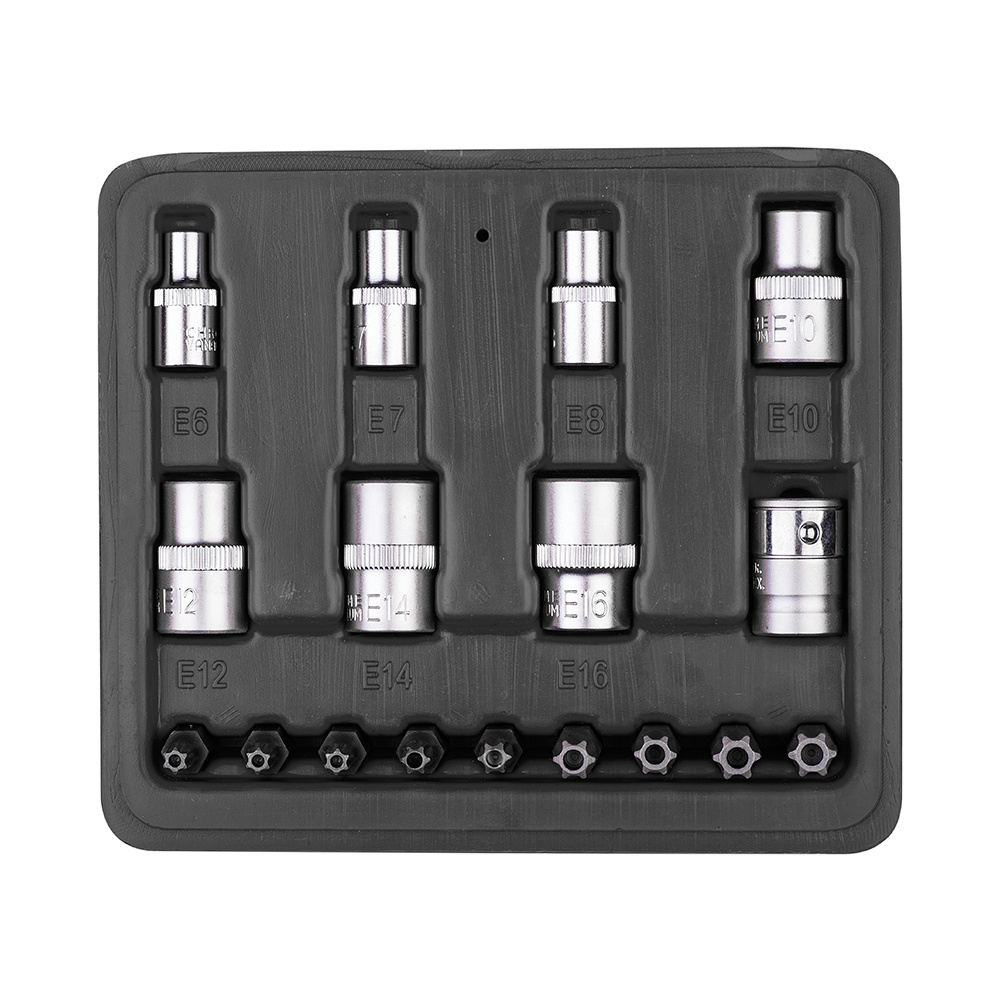 17 Pcs 1/4"& 3/8"Socket & Bits Set