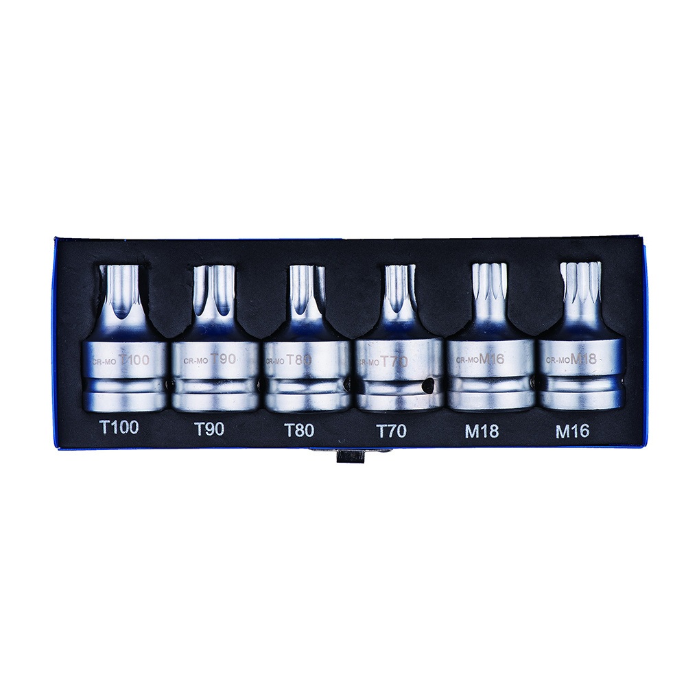 6Pcs 3/4" Dr.Spline & Star Bit Set