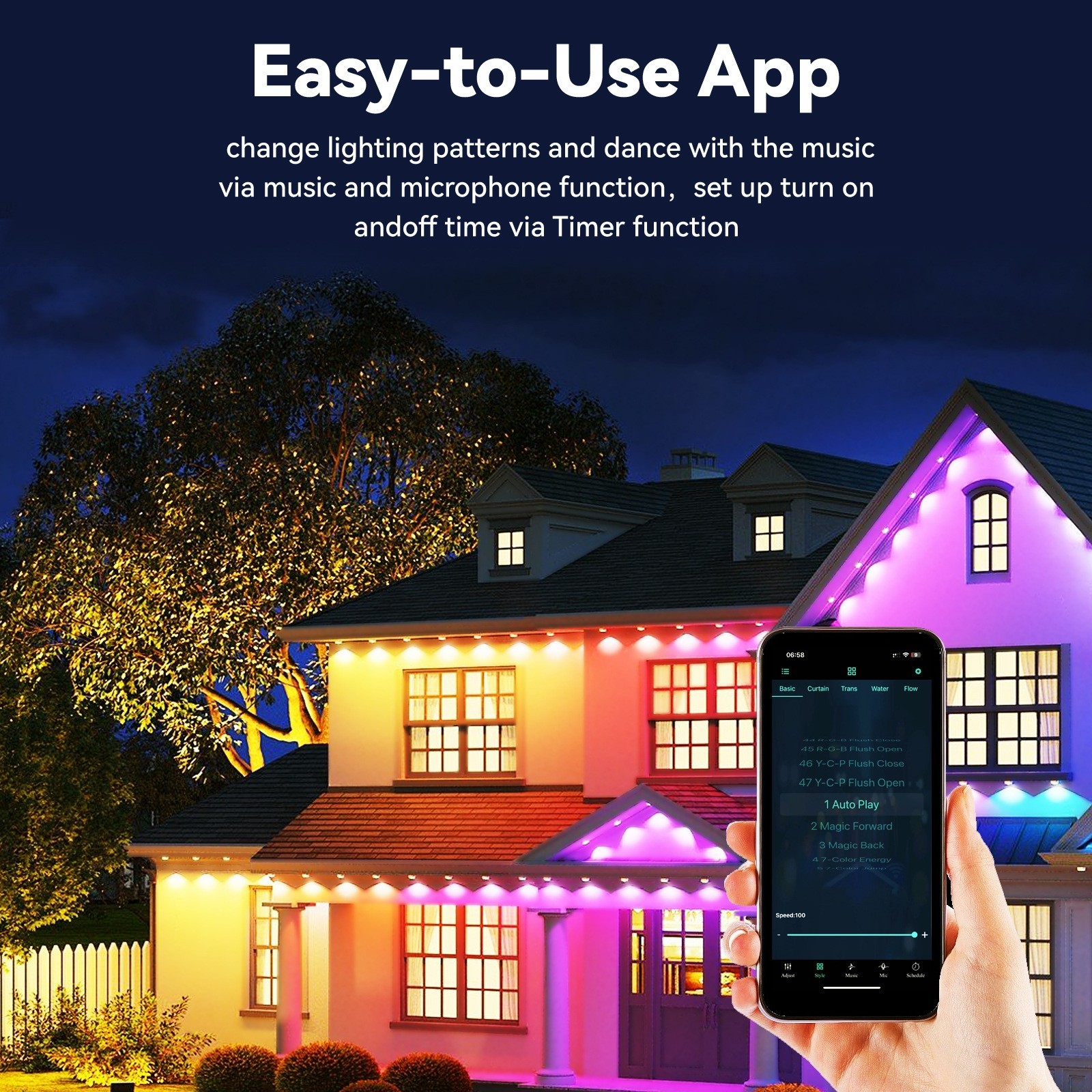 Bluetooth eaves lamp string LED eaves lamp outdoor waterproof eaves lamp eaves illusion eaves lamp RGBIC eaves lamp