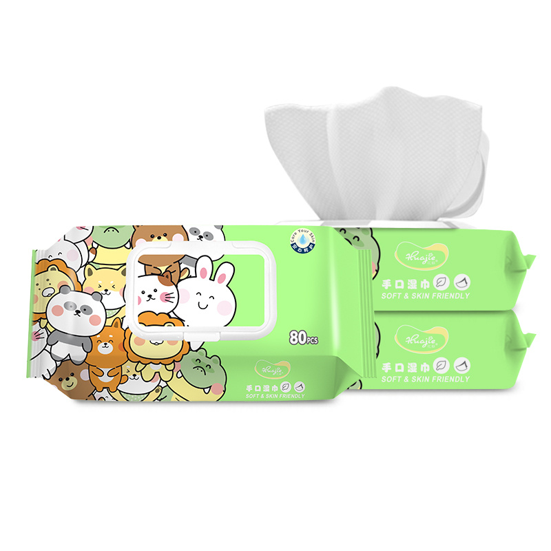 D-001 Green Flower Festival Animal Park Hand and Mouth Wipes 80 Count