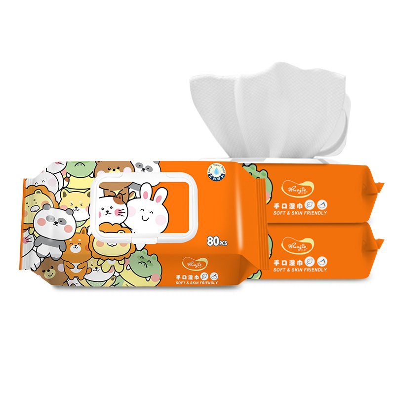 D-001 Orange Flower Festival Animal Park Hand and Mouth Wipes 80 Sheets