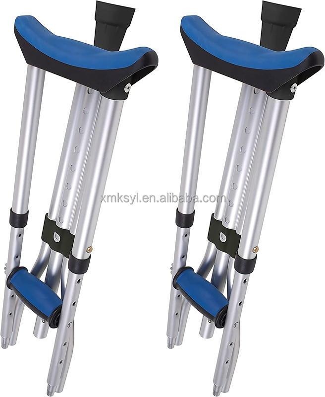 Folding Aluminum Under Arm Crutches - Lightweight Crutches for Adults 4'11" to 6'4", Adult Crutches, 2 Crutching Stick Quad Cane
