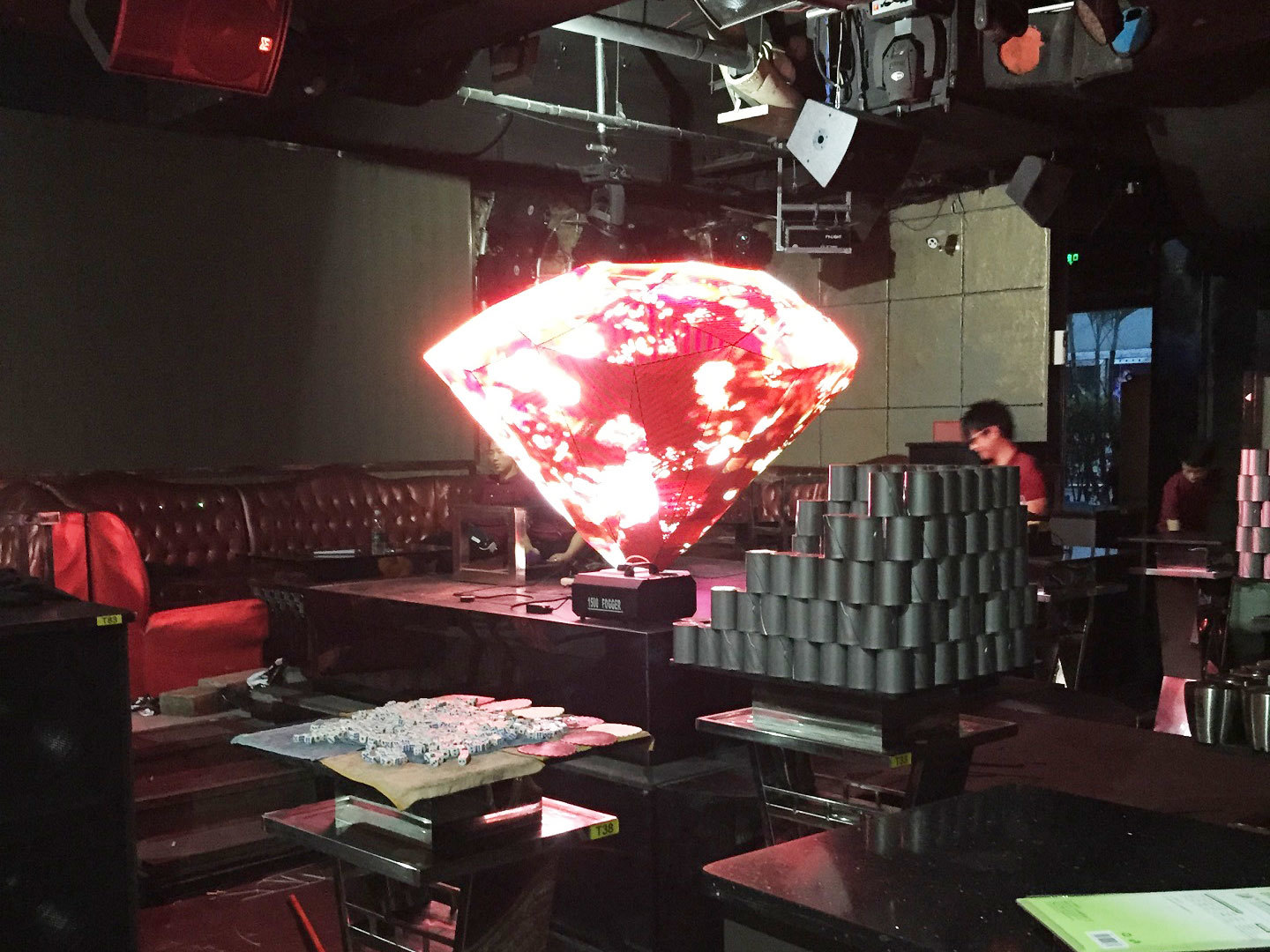 P4 diamond shape DJ booth in Dongguan nightclub W1.8XH1.3m