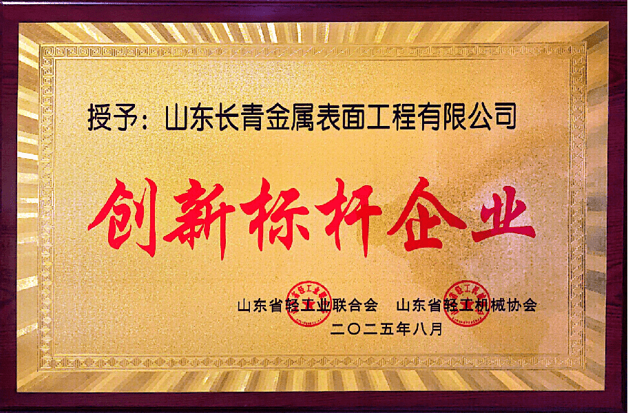 【喜訊】長(zhǎng)青金屬熱噴涂公司榮獲山東輕工協(xié)會(huì)創(chuàng)新標(biāo)桿企業(yè)稱號(hào)