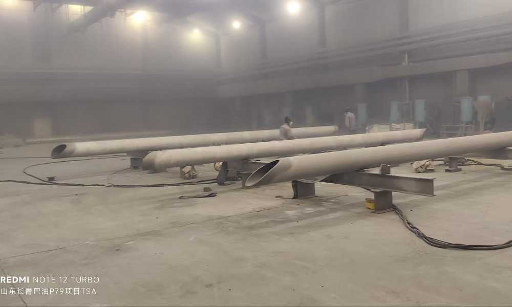 中石油巴油火炬塔熱噴鋁進行中