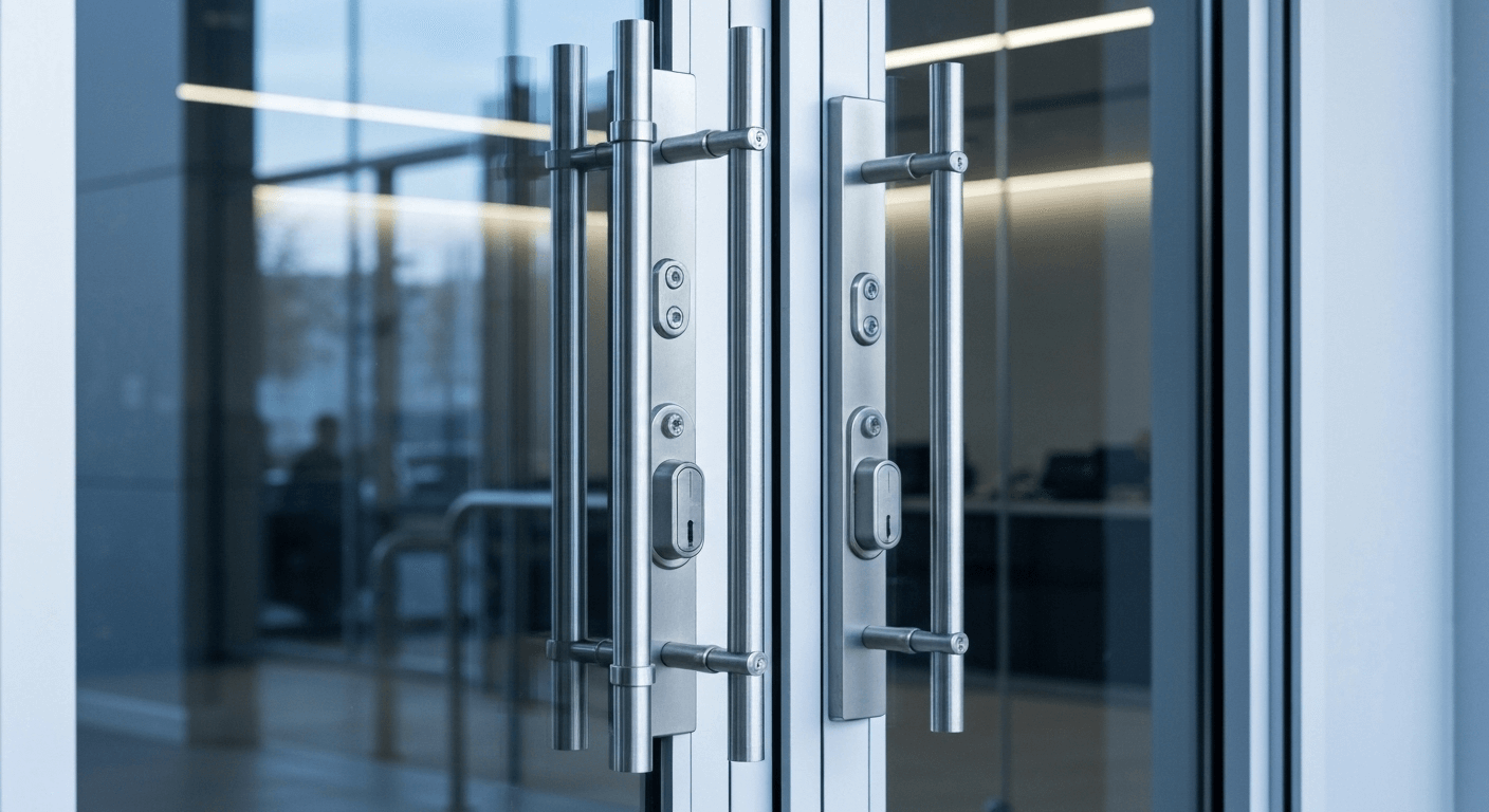 Locking system on glass doors