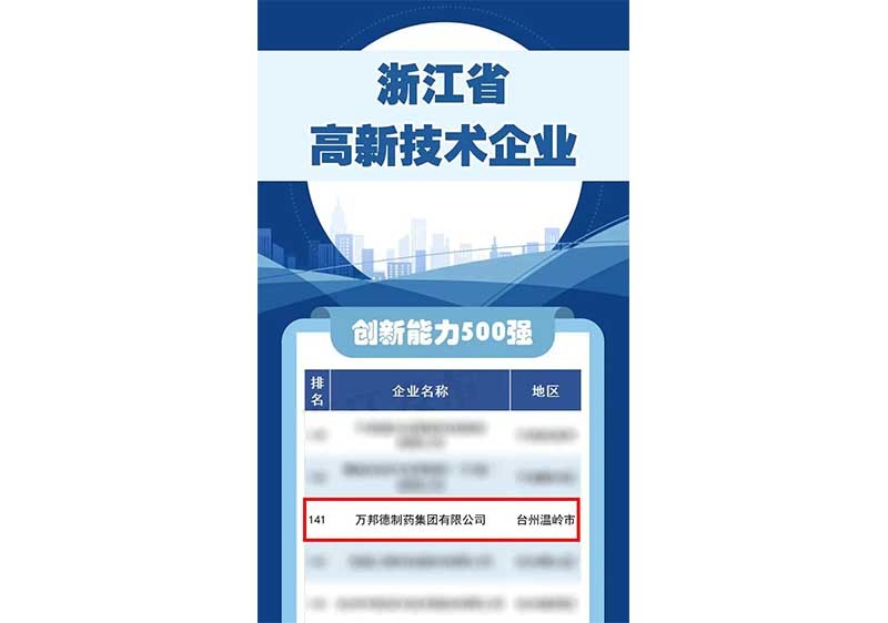浙江省高新技术企业创新能力500强