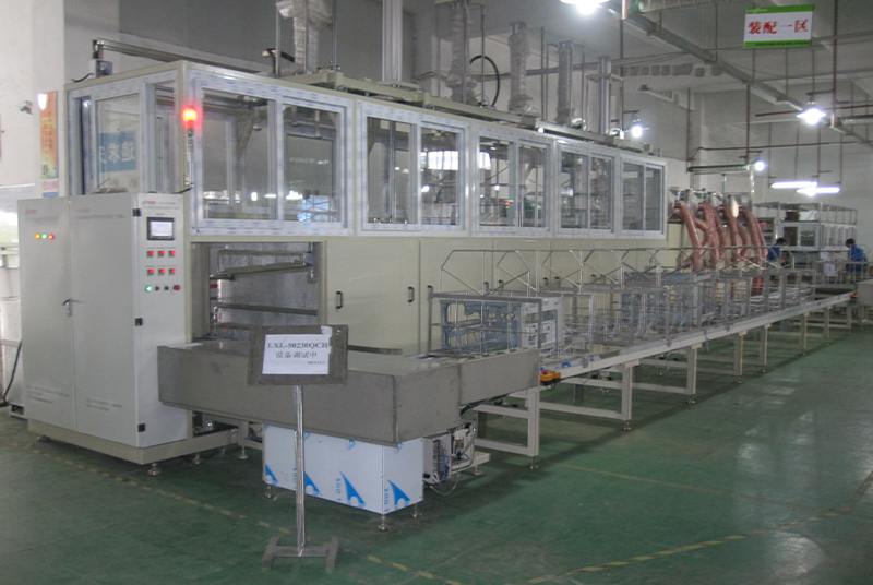 Automatic printer sheet metal cleaning and drying line