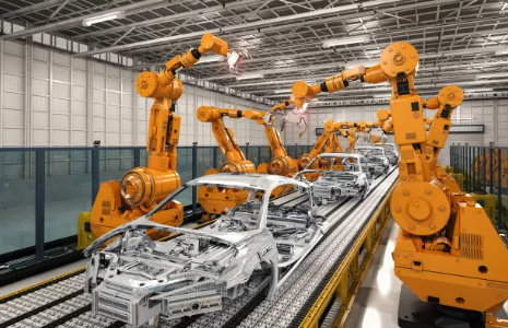 Six axis robot flexible cleaning machine with four cylinder engine