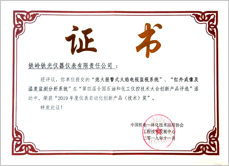 2019年度仪表自动化创新产品(技术)奖