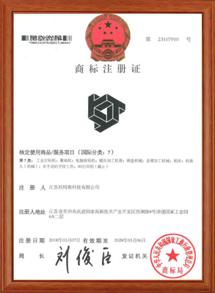 Trademark registration certificate