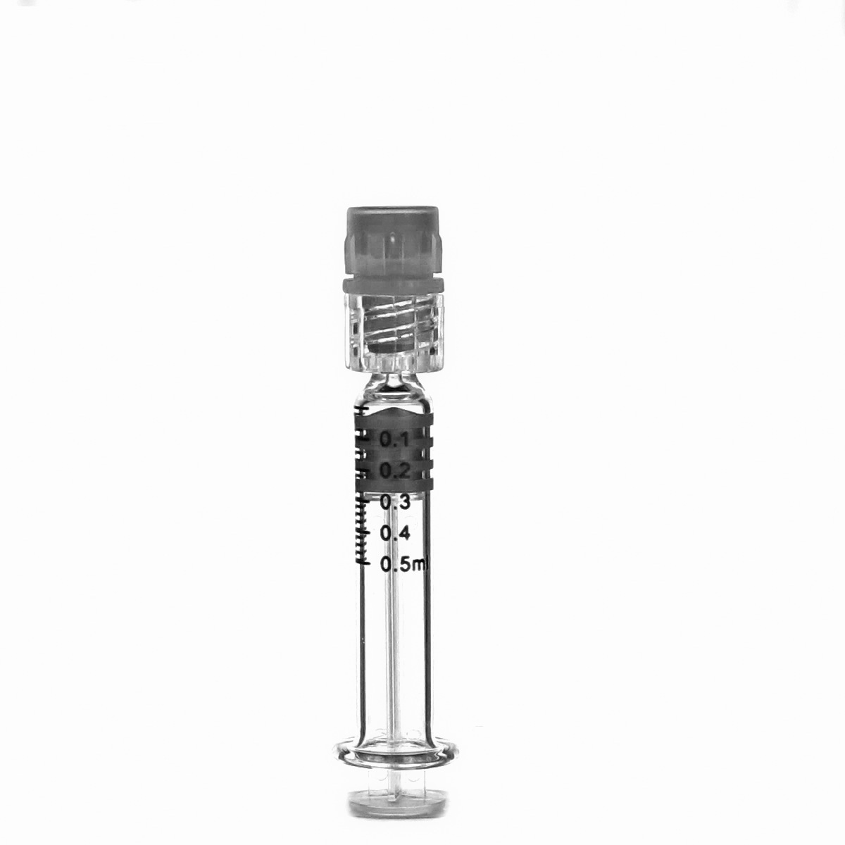 0.5ml White Borosilicate Glass Pre Filled Syringe With Luer Lock, Standard Plunger Rod, Anti-Leak Luer Lock Syringe without Needle 0.5ml White Borosilicate Glass Pre Filled Syringe With Luer Lock, Standard Plunger Rod, Anti-Leak Luer Lock Syringe without Needle