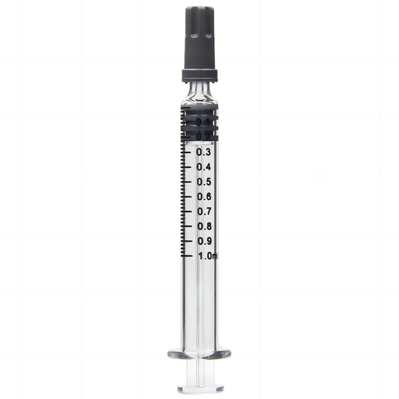 1ml 3ml slim Ruhr borosilicate glass pre filled syringe with rubber cap, neutral borosilicate glass