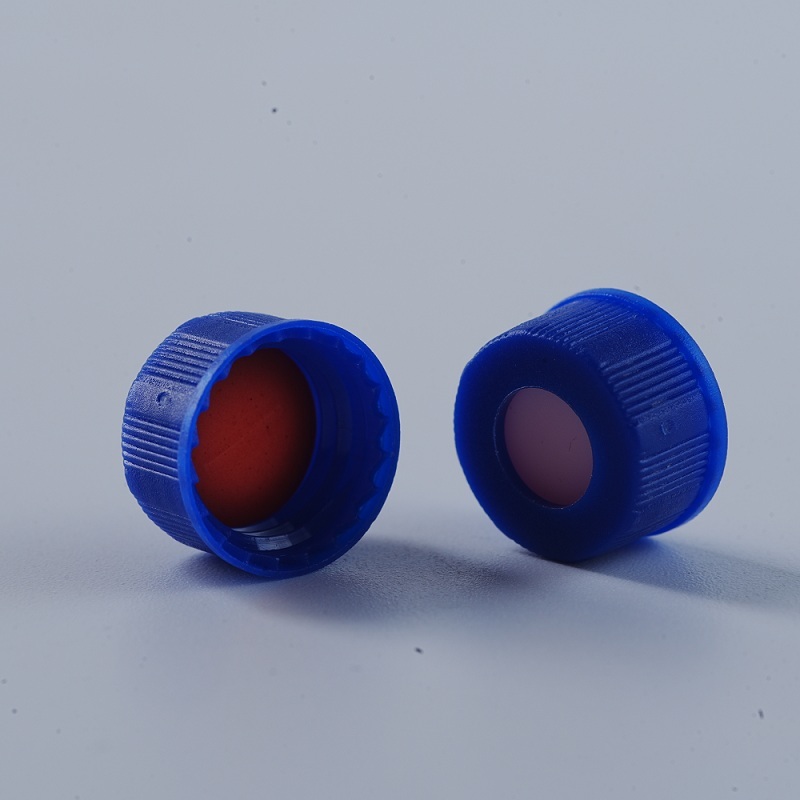2ml HPLC Vials, Lab Autosampler Vials, Amber Vial with Writing Area and Graduations, Blue Screw Cap with Hole, Red PTFE and White Silicone Septa 2ml HPLC Vials, Lab Autosampler Vials, Amber Vial with Writing Area and Graduations, Blue Screw Cap with Hole, Red PTFE and White Silicone Septa