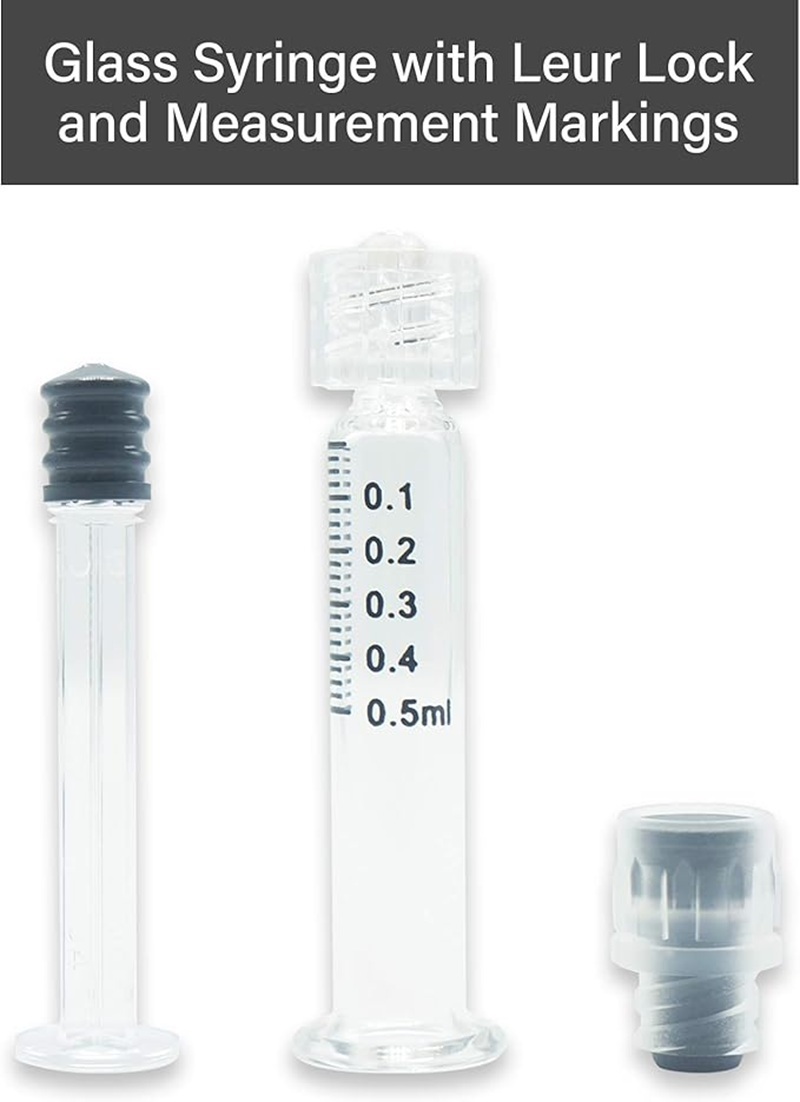 0.5ml White Borosilicate Glass Pre Filled Syringe With Luer Lock, Standard Plunger Rod, Anti-Leak Luer Lock Syringe without Needle 0.5ml White Borosilicate Glass Pre Filled Syringe With Luer Lock, Standard Plunger Rod, Anti-Leak Luer Lock Syringe without Needle