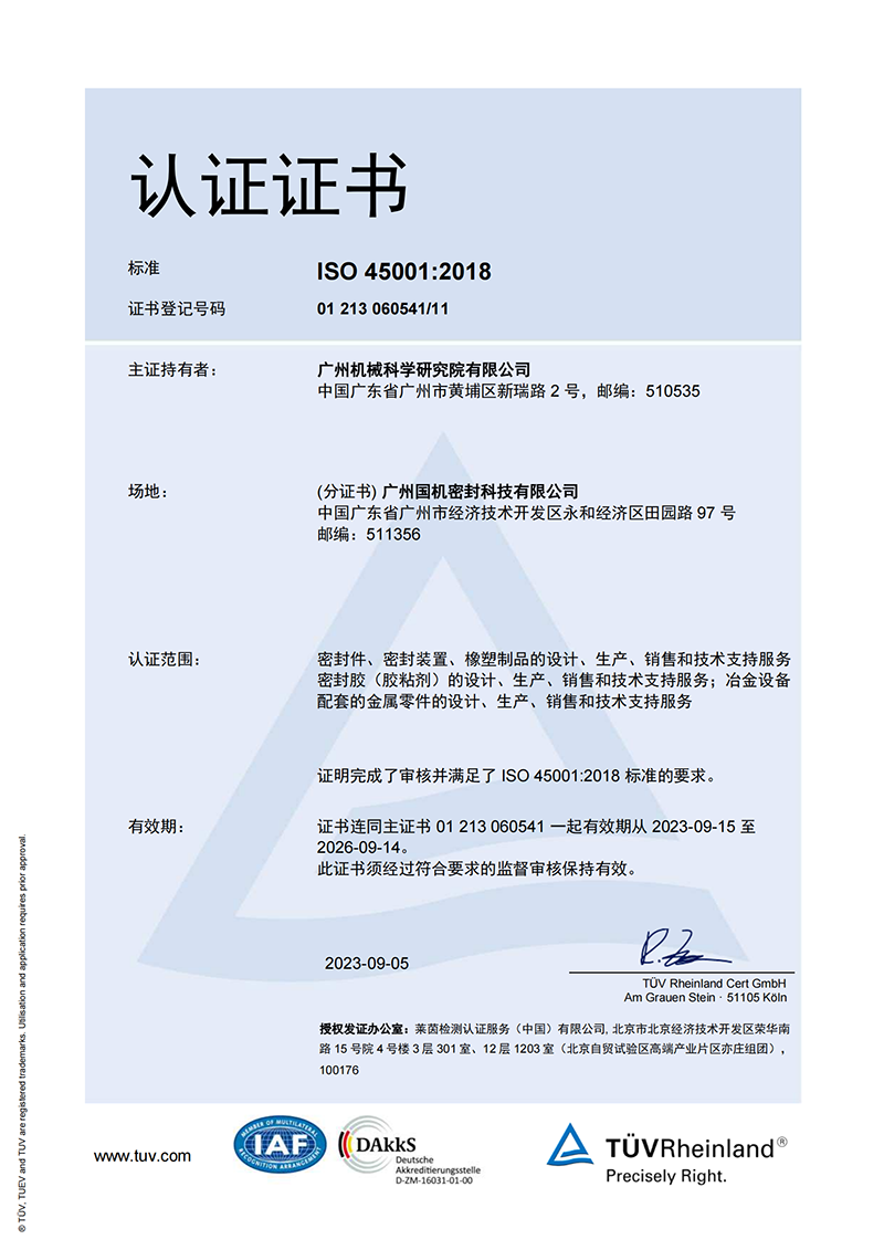 National security seal ISO 45001 system certificate