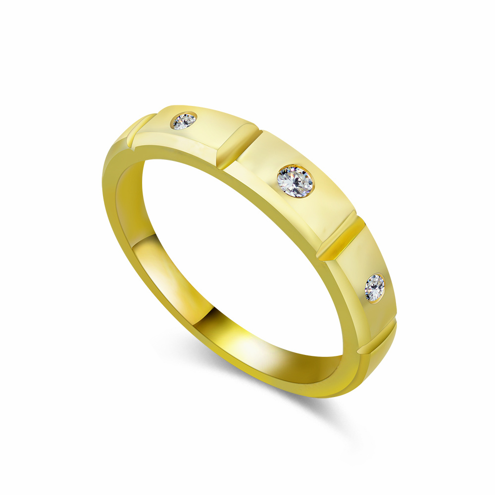 古典锆石18K黄金戒指