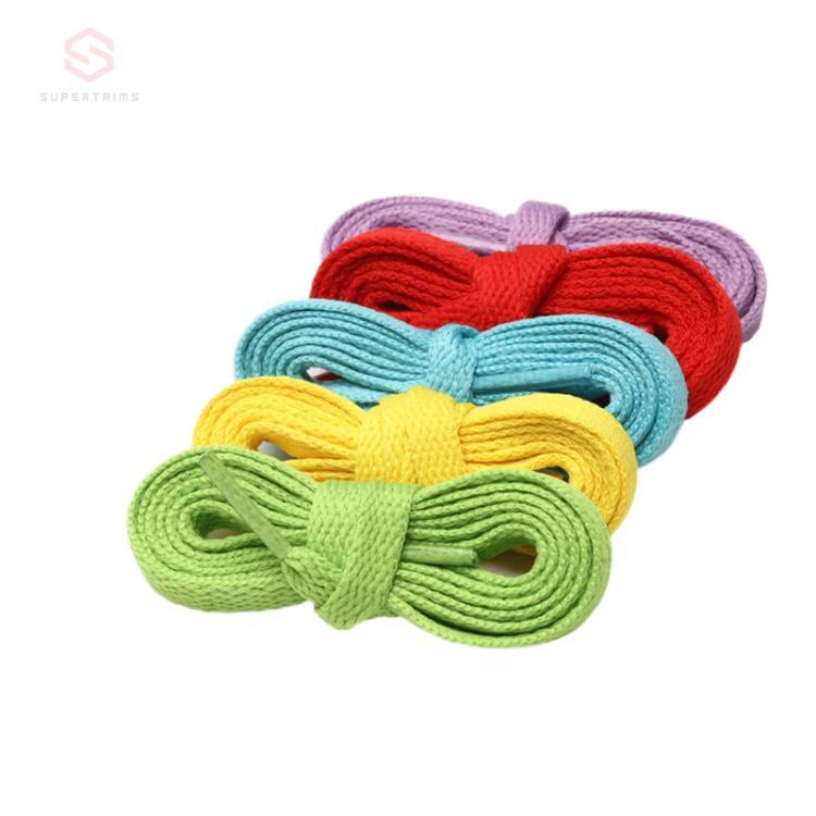 Source Factory Wholesale Flat Shoelaces Sports Shoes Colorful Drawstring with Plastic ends cord