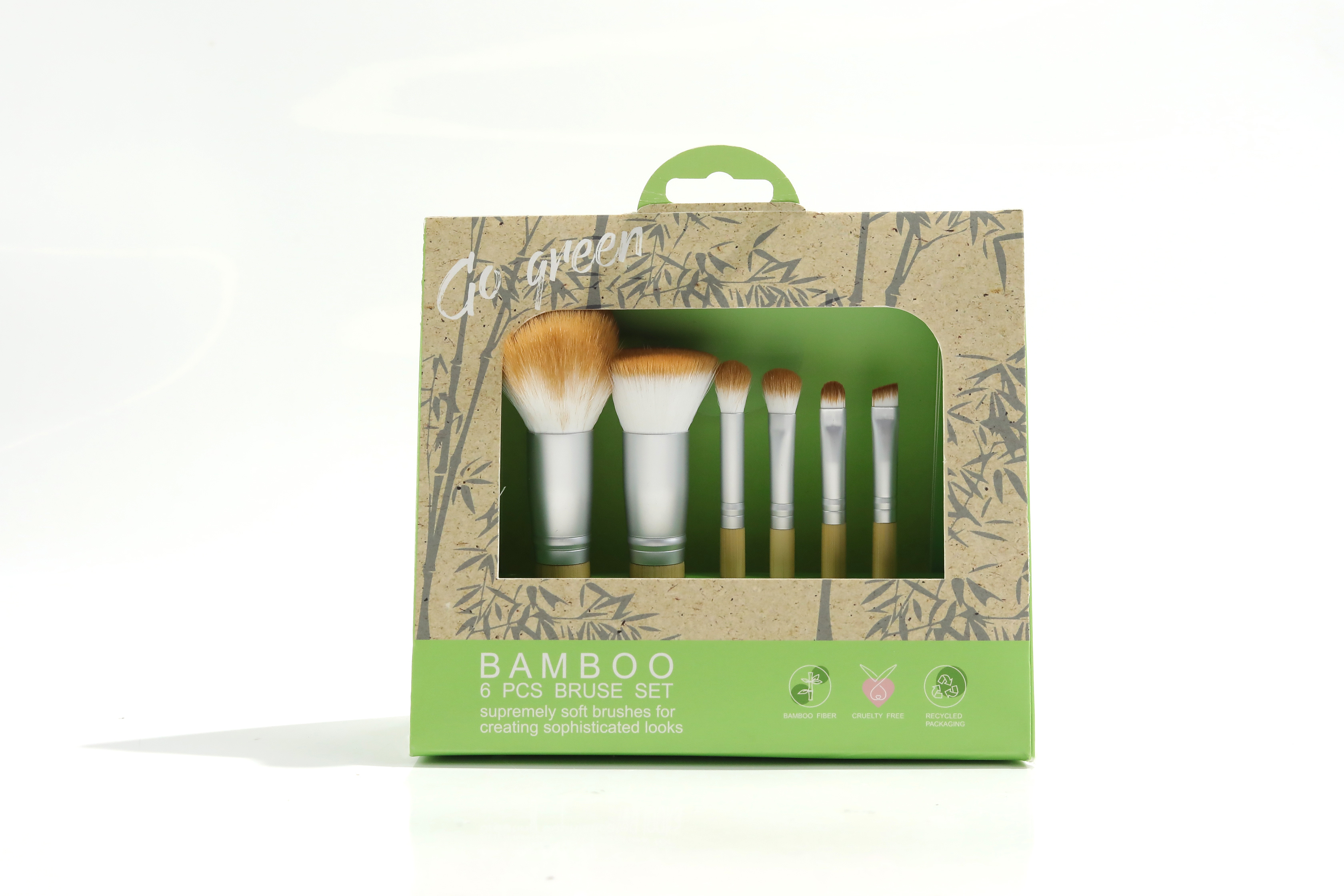 6PC Nature Bamboo Makeup Brush Set