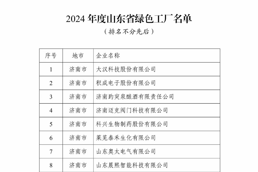 魯銀新材入選2024年度山東省綠色工廠名單