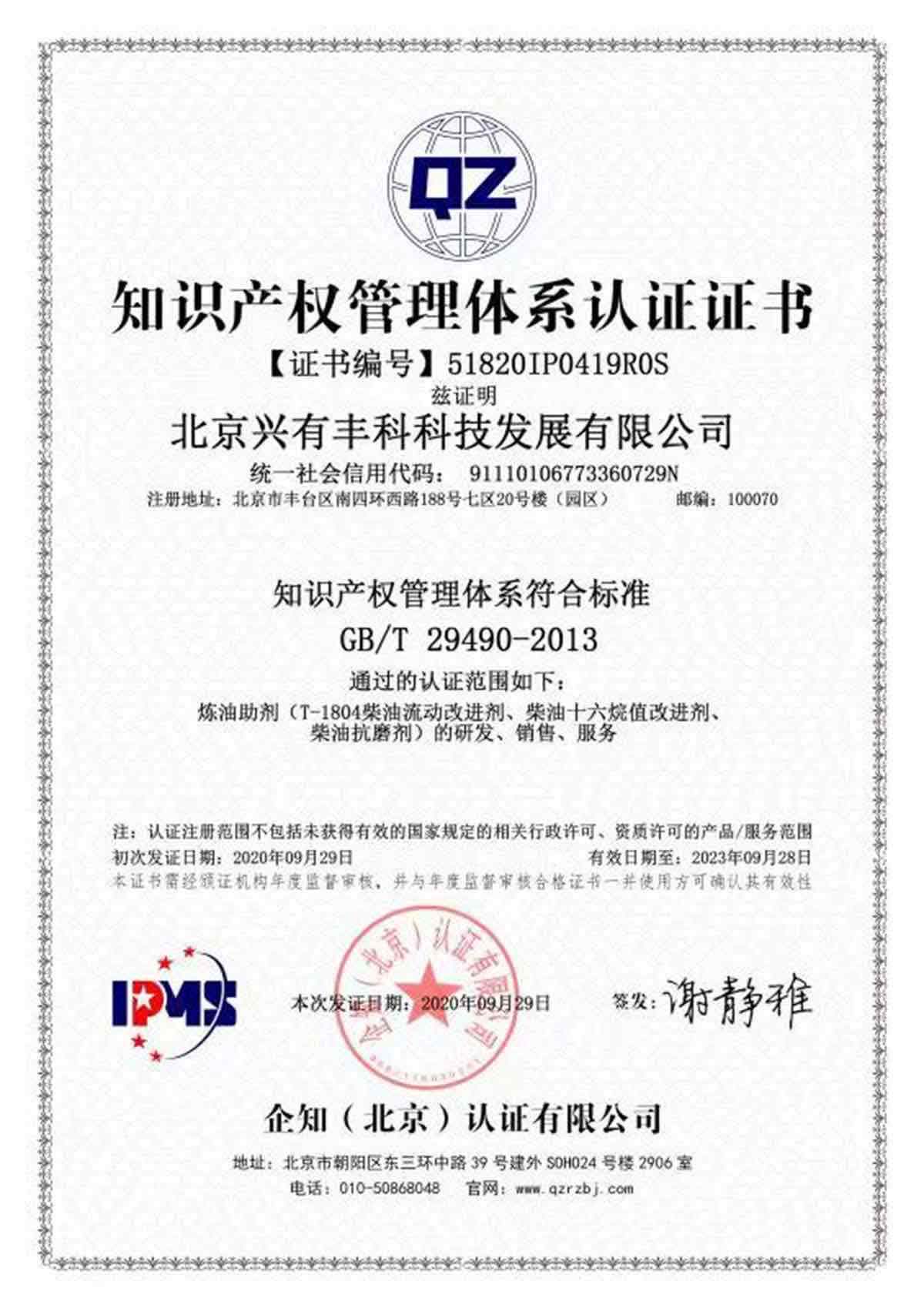 Intellectual Property Management System Certification Intellectual Property Management System Certification