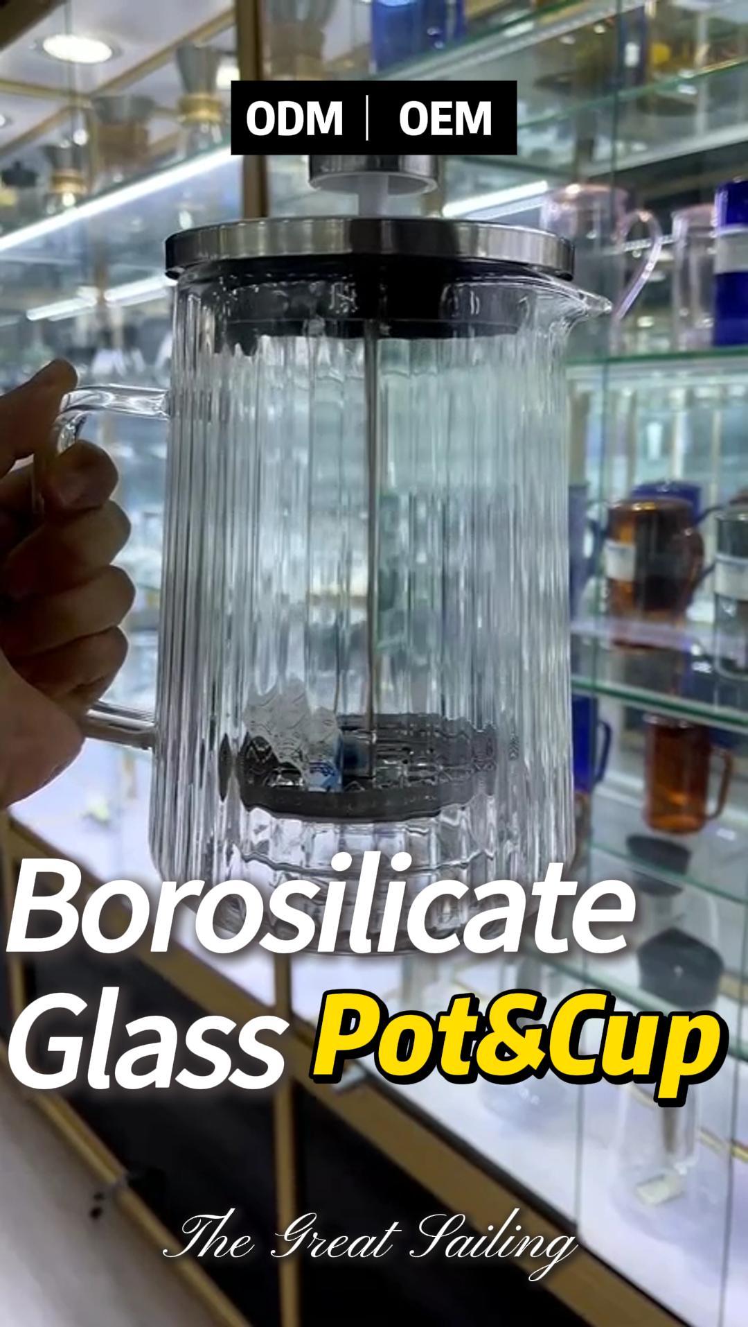 Custom High Borosilicate Glass French Press and Cups by ZGS Glass Custom High Borosilicate Glass French Press and Cups by ZGS Glass