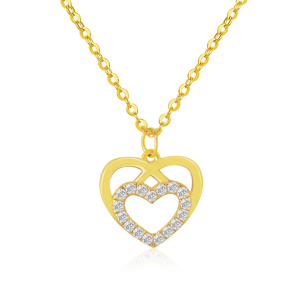 custom love heart pendant 18K gold necklace