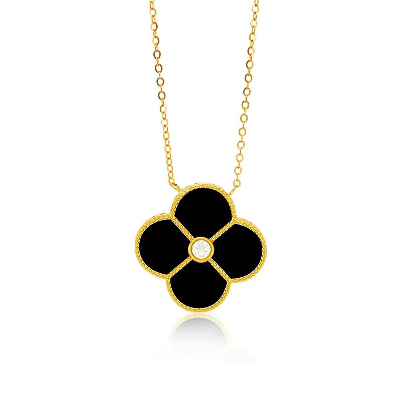 Vfook 18K Gold Necklace Four Leaf Clover Necklace With Red Agate ...