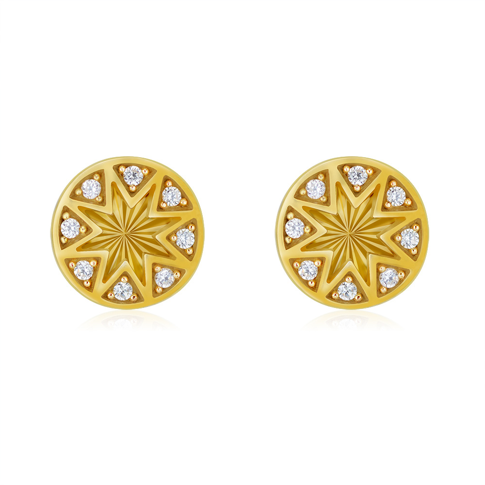 fine jewelry 18K gold earrings for women, long and exaggerated