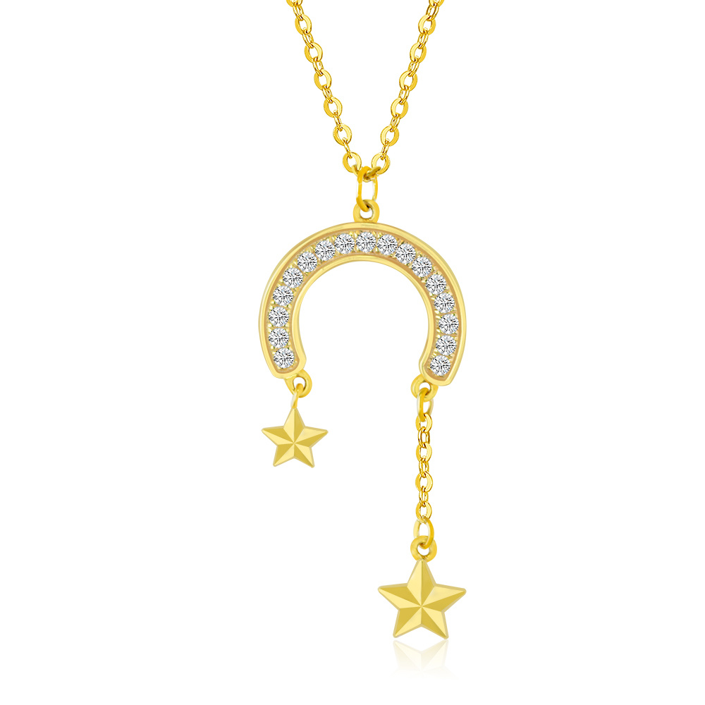 dainty moon and stars necklace 18K gold necklace